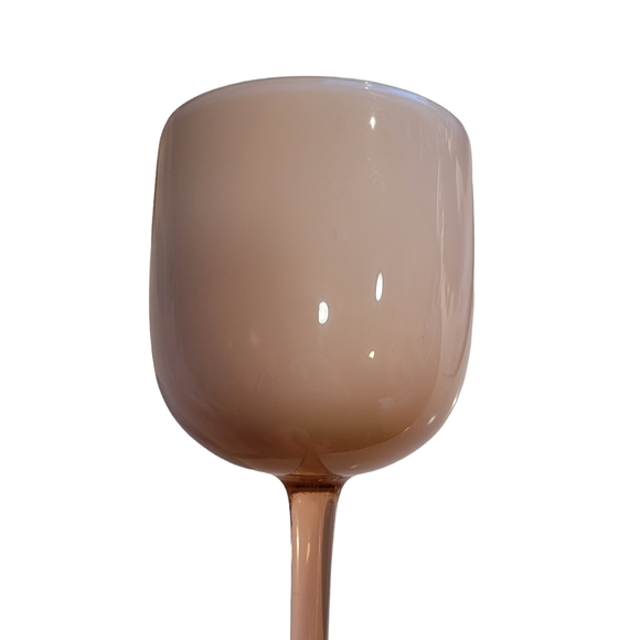 Set of 4 Carlo Moretti Blush Pink Over White Cased Stem Wine Glasses 9 3/8" - Picture 6 of 10